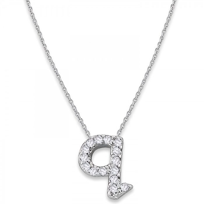 KC Designs Diamond Baby Typewriter Initial "q" Necklace in 14k White Gold