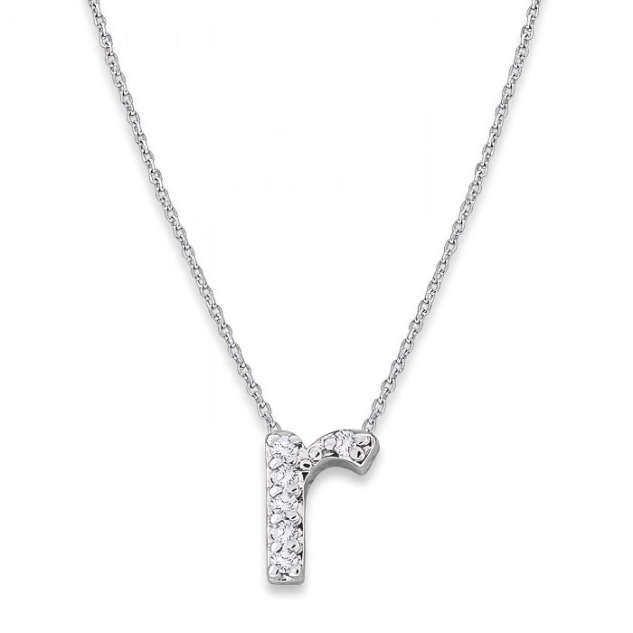 KC Designs Diamond Baby Typewriter Initial "r" Necklace in 14k White Gold
