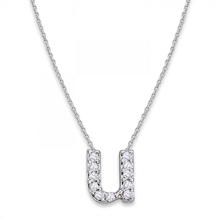 KC Designs Diamond Baby Typewriter Initial "u" Necklace in 14k White Gold