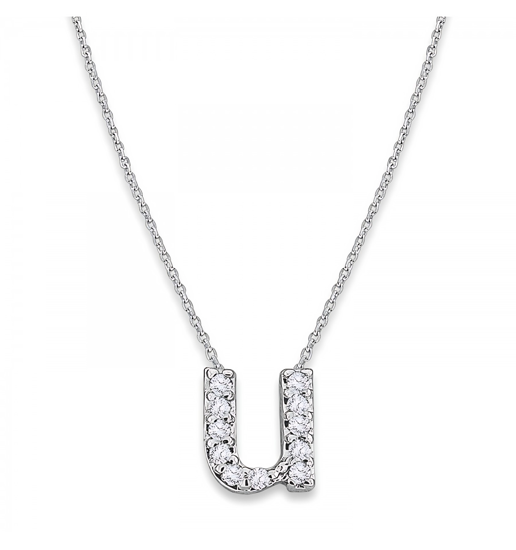 KC Designs Diamond Baby Typewriter Initial "u" Necklace in 14k White Gold
