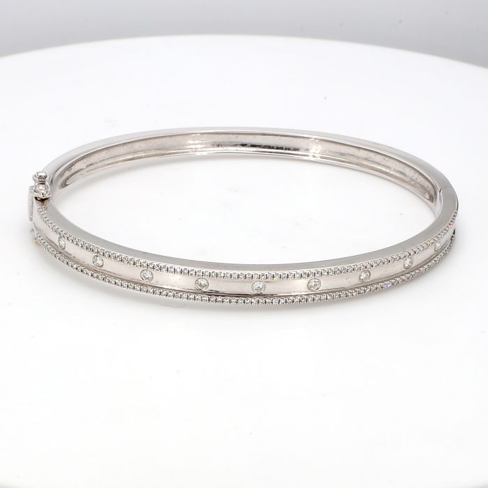 14K White Gold Diamond Bangle, 0.62 ct tw