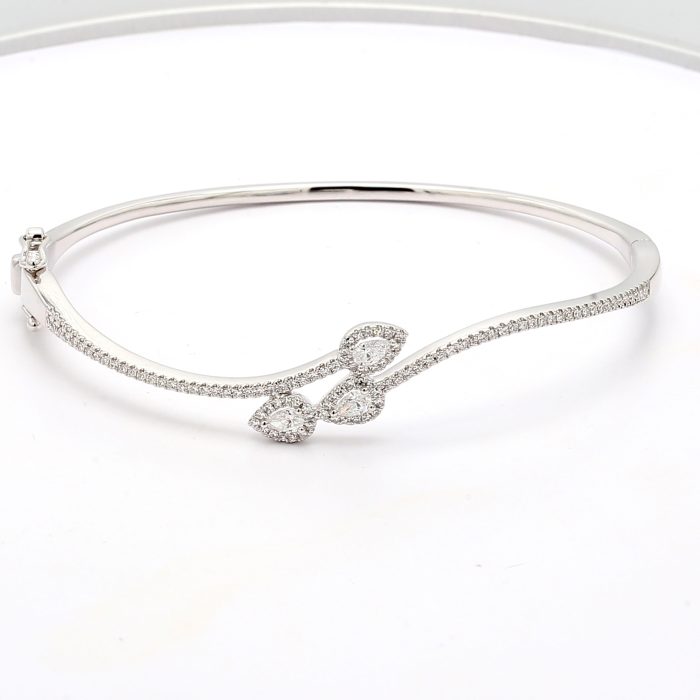 14K White Gold Diamond Bangle, 1.00 ct tw