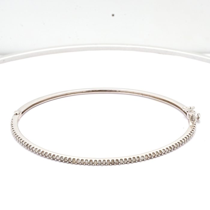 14K White Gold Diamond Bangle, 1.00 ct tw