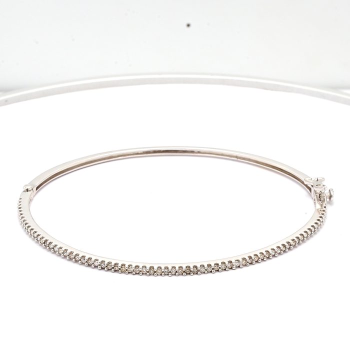 14K White Gold Diamond Bangle, 1.00 ct tw