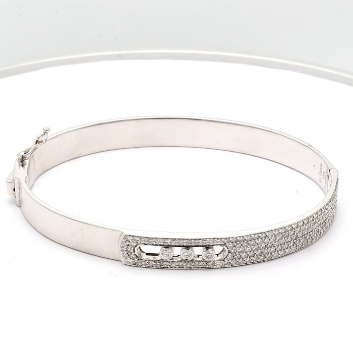 14K White Gold Diamond Bangle, 1.00 ct tw