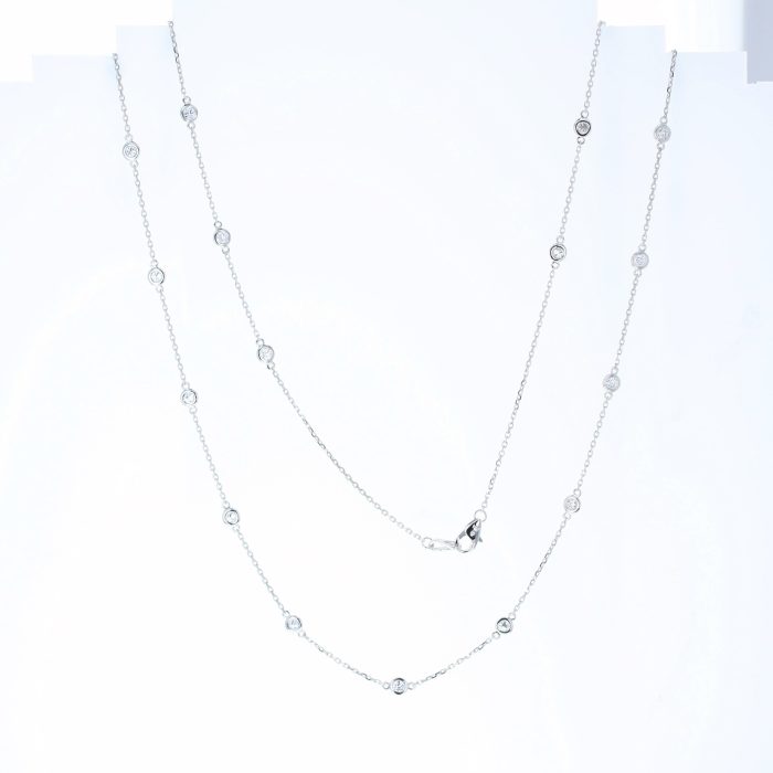 14K White Gold Diamond by the Yard Necklace, 2.25 ct tw