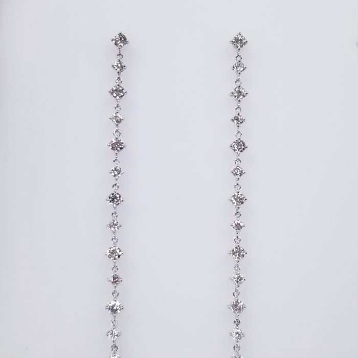 14K White Gold Diamond Chandelier Drop Earrings, 2.17 ct tw