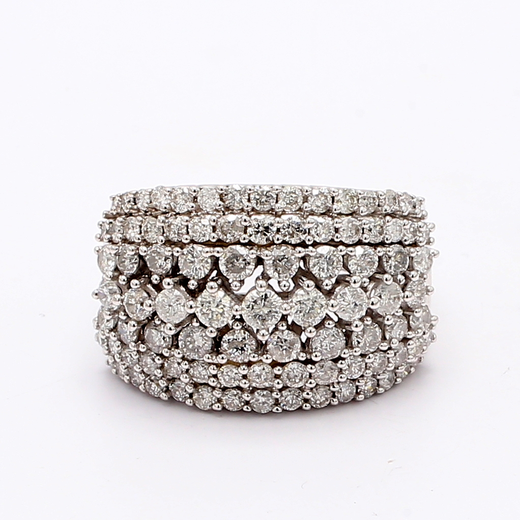 14K White Gold Diamond Cluster Band, 4.00 ct tw