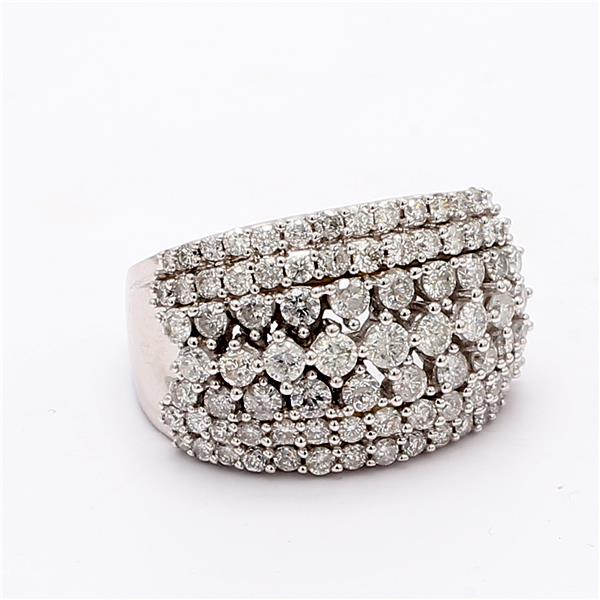 14K White Gold Diamond Cluster Band, 4.00 ct tw