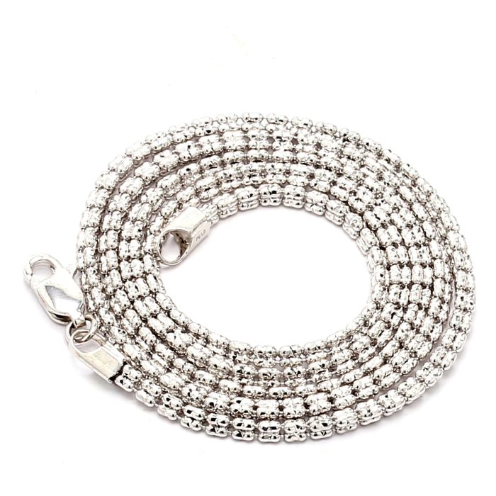 14K White Gold Diamond-Cut Chain, 20 Inches