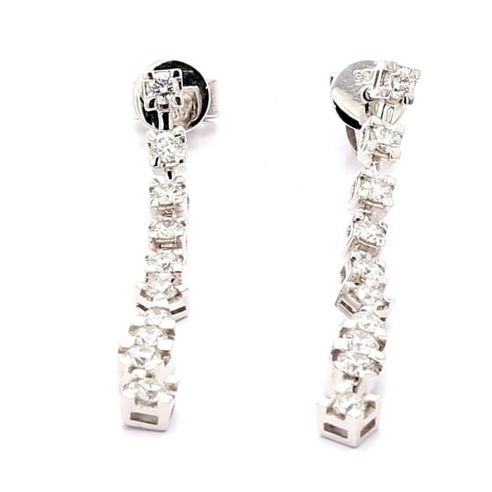 14K White Gold Diamond Drop Earrings, 0.50 ct tw