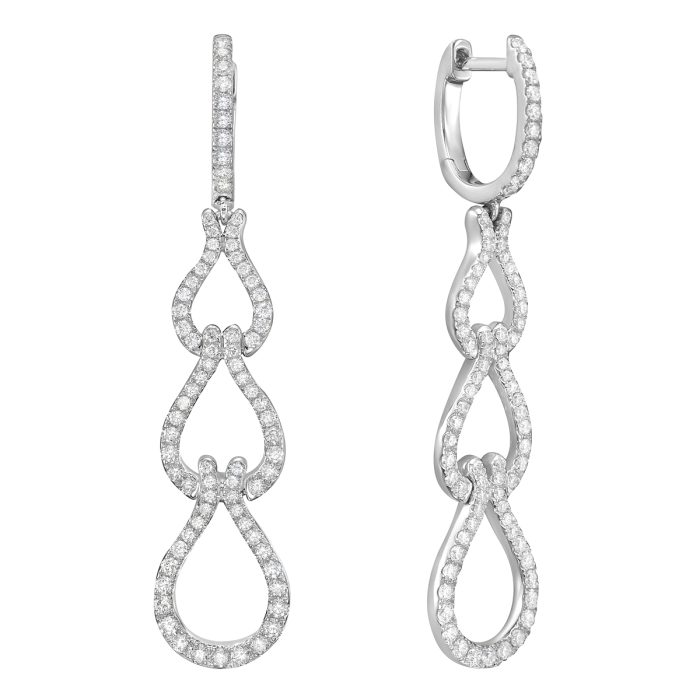 14K White Gold Diamond Drop Earrings, 0.89 ct tw