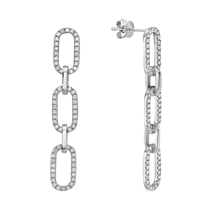14K White Gold Diamond Drop Earrings, 0.99 ct tw
