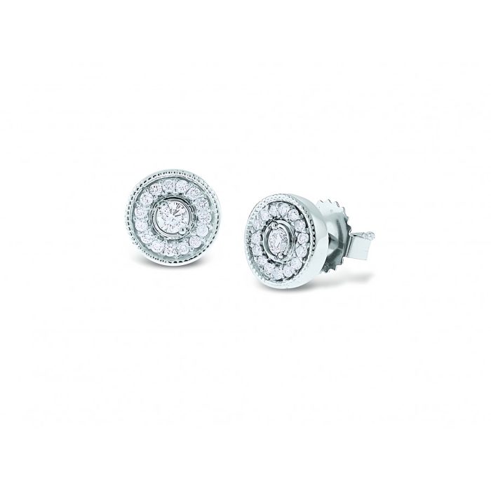 14k White Gold Diamond Fashion Cluster Earrings