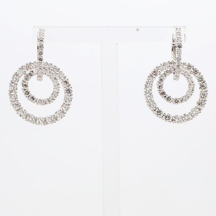 14K White Gold Diamond Fashion Earrings, 3.21 ct tw