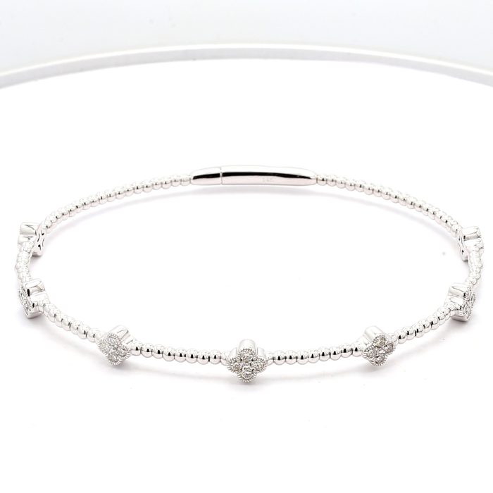 14K White Gold Diamond Flexible Bangle, 0.53 ct tw