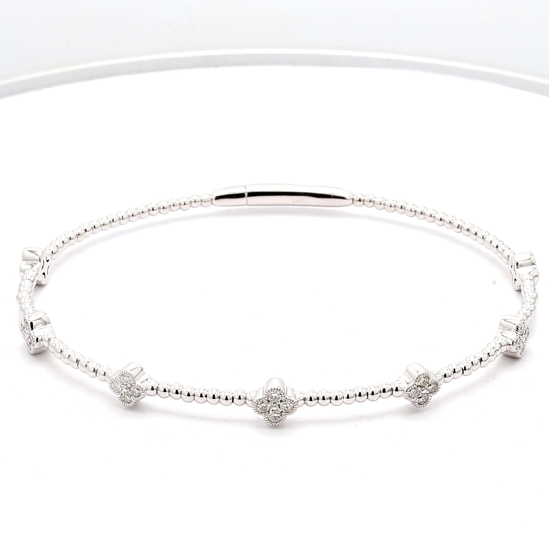 14K White Gold Diamond Flexible Bangle, 0.53 ct tw