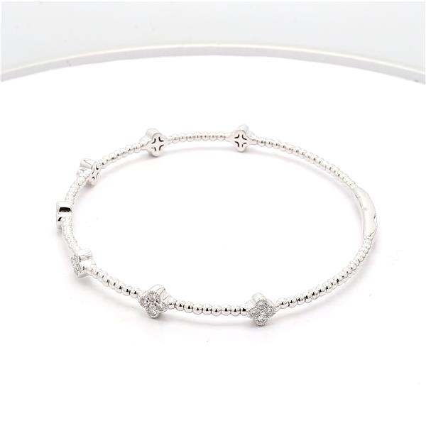 14K White Gold Diamond Flexible Bangle, 0.53 ct tw