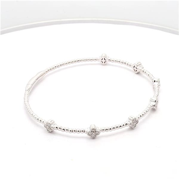 14K White Gold Diamond Flexible Bangle, 0.53 ct tw