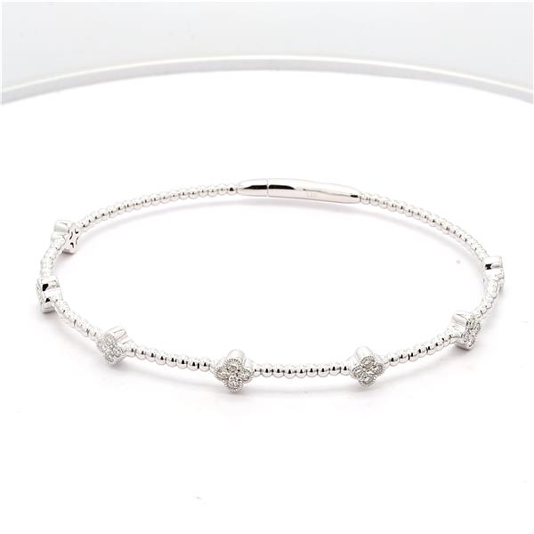 14K White Gold Diamond Flexible Bangle, 0.53 ct tw