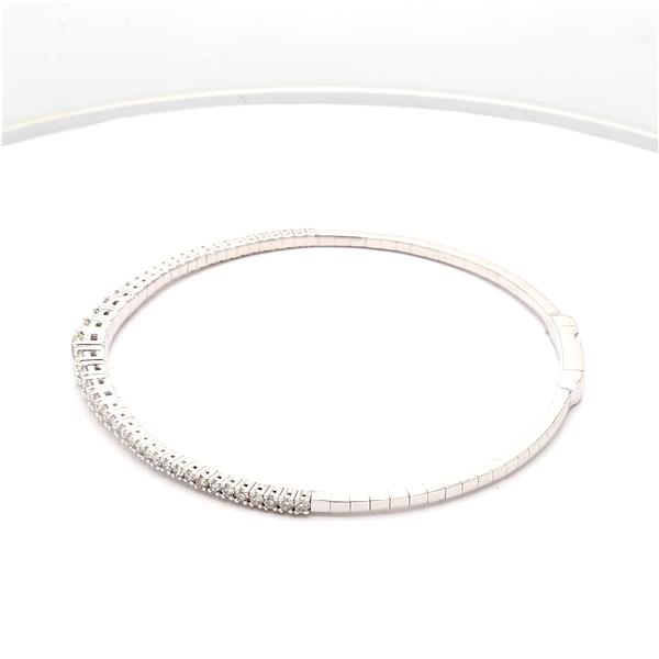 14K White Gold Diamond Flexible Bangle, 1.54 ct tw