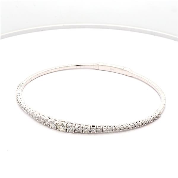 14K White Gold Diamond Flexible Bangle, 1.54 ct tw