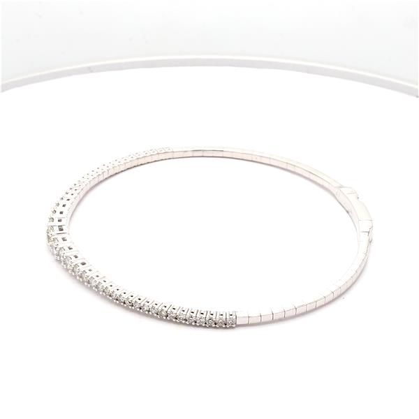 14K White Gold Diamond Flexible Bangle, 1.54 ct tw
