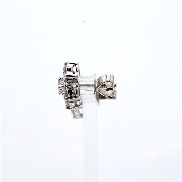 14K White Gold Diamond Flower Stud Earrings, 3.50 ct tw