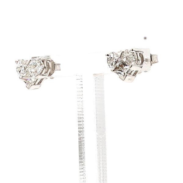 14K White Gold Diamond Heart Cluster Stud Earrings, 1.21 ct tw