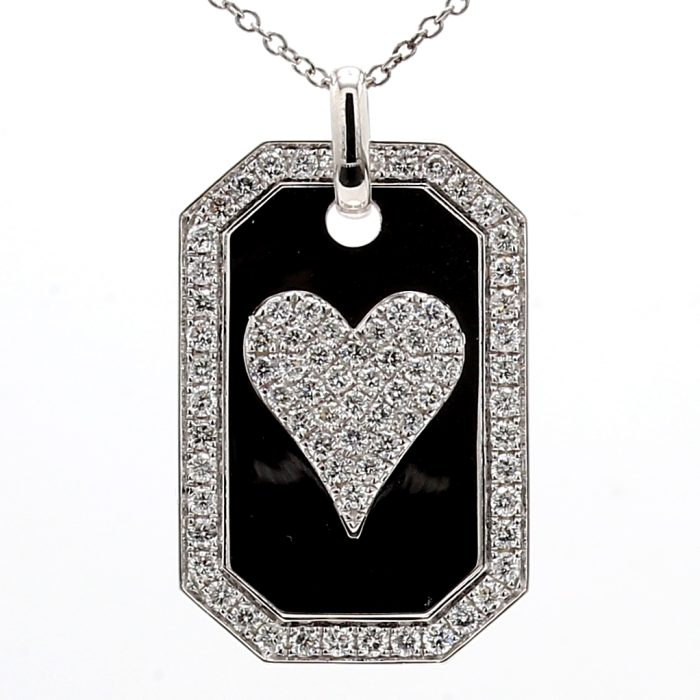 14K White Gold Diamond Heart Pendant, 1.35 ct tw