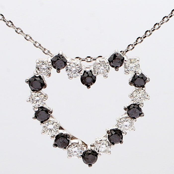 14K White Gold Diamond Heart Pendant, 1.55 ct tw