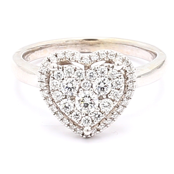 14K White Gold Diamond Heart Ring, 0.50 ct tw