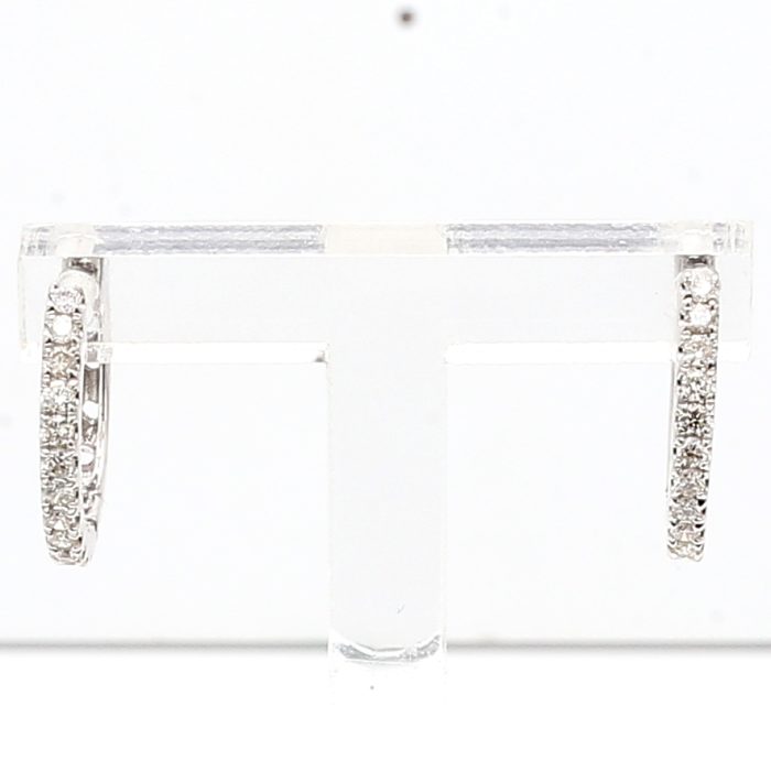 14K White Gold Diamond Hoop Earrings, 0.22 ct tw