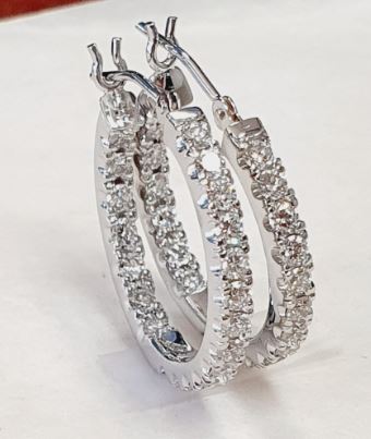 14K White Gold Diamond Hoop Earrings, 1.20 ct tw