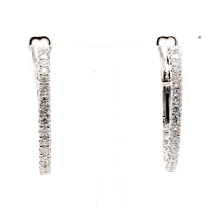 14K White Gold Diamond Hoop Earrings, 1.43 ct tw