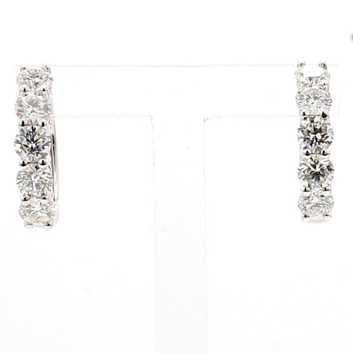 14K White Gold Diamond Hoop Earrings, 1.43 ct tw