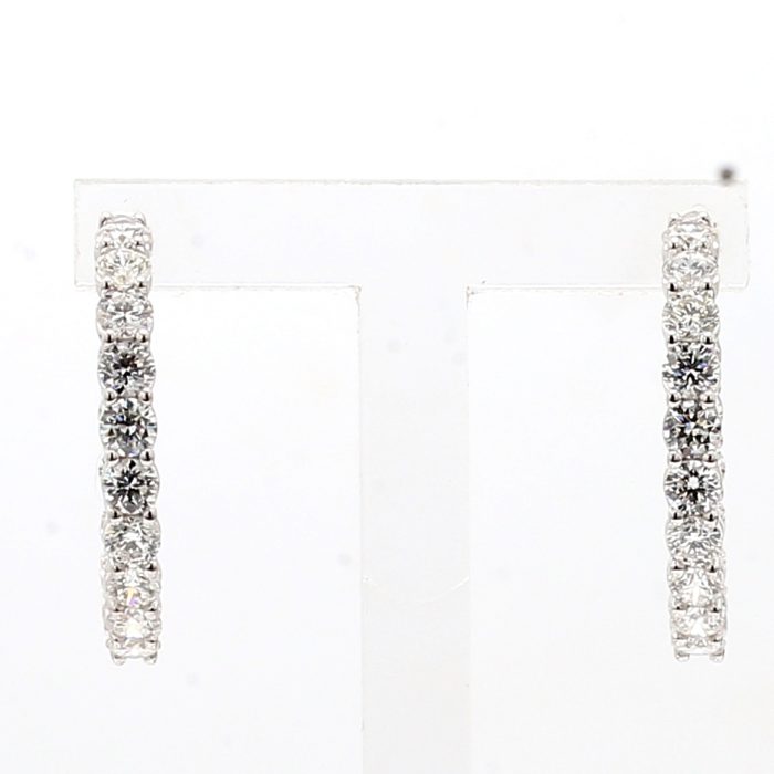 14K White Gold Diamond Hoop Earrings, 1.77 ct tw