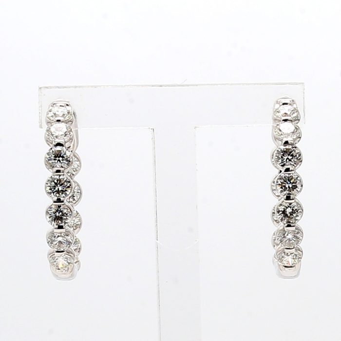 14K White Gold Diamond Hoop Earrings, 1.96 ct tw