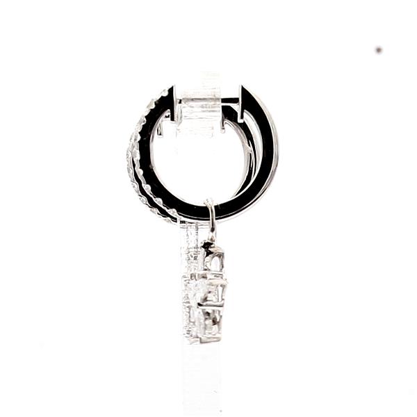 14K White Gold Diamond Hoop Earrings with Star Charms, 1.21 ct tw