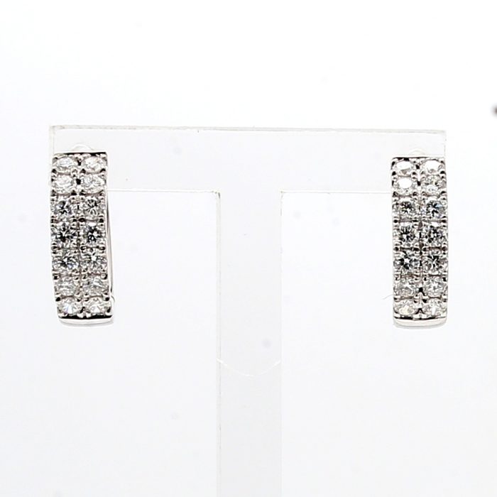 14K White Gold Diamond Huggie Earrings, 0.73 ct tw