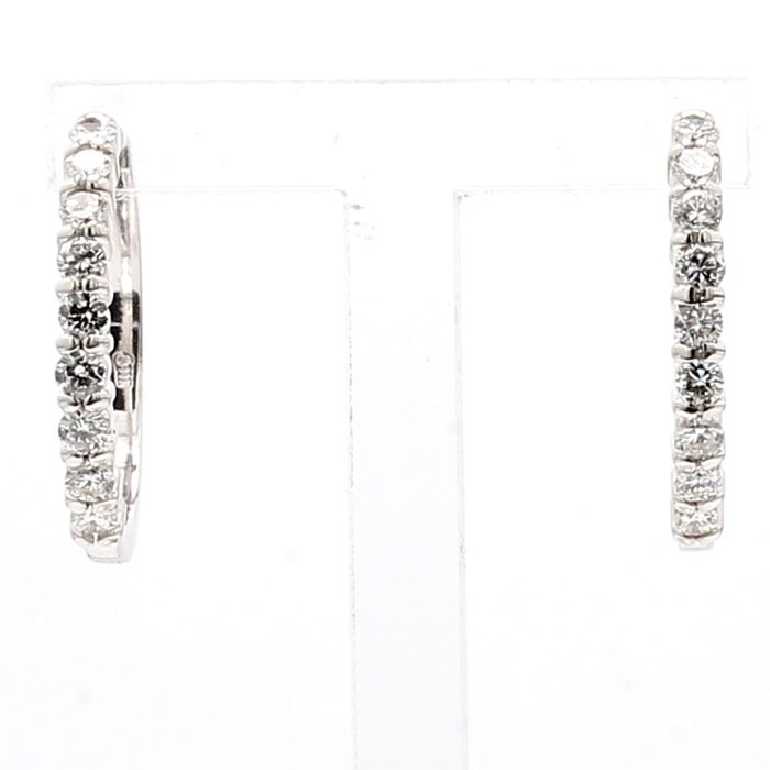14K White Gold Diamond Huggie Hoop Earrings, 0.62 ct tw