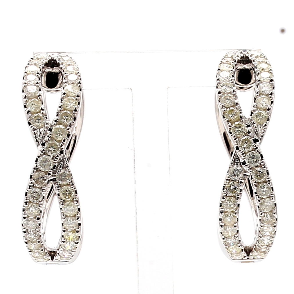 14K White Gold Diamond Infinity Hoop Earrings, 1.94 ct tw