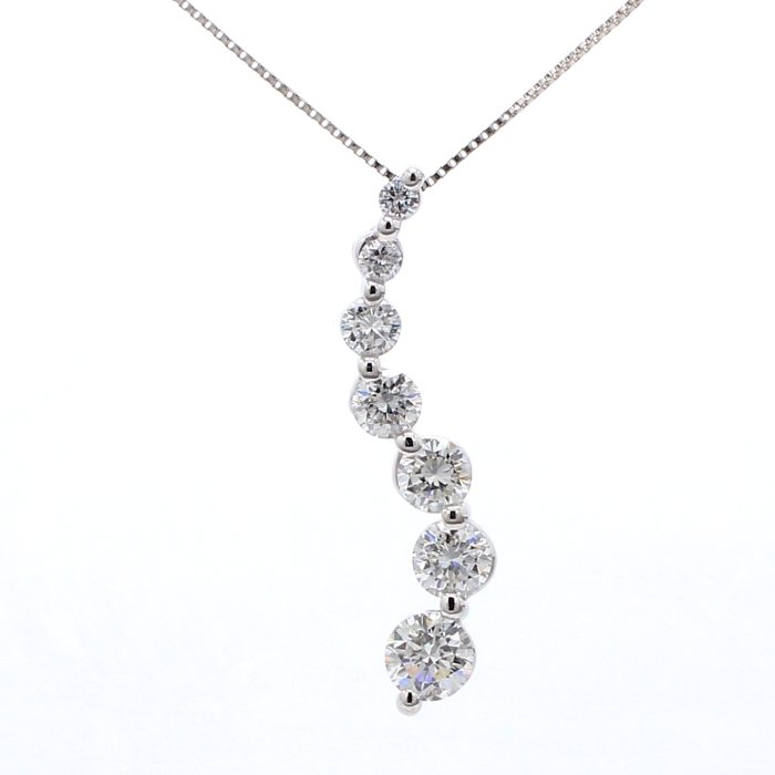 14K White Gold Diamond Journey Pendant, 1.00 ct tw