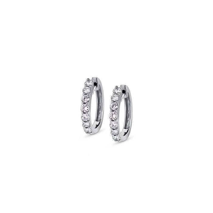 14k White Gold Diamond Mini Hoop Earrings