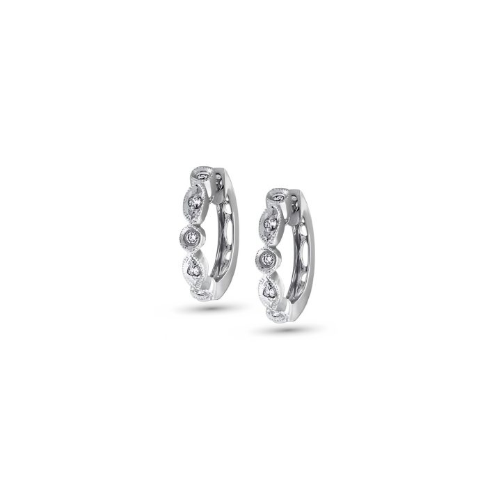 14k White Gold Diamond Mini Hoop Earrings