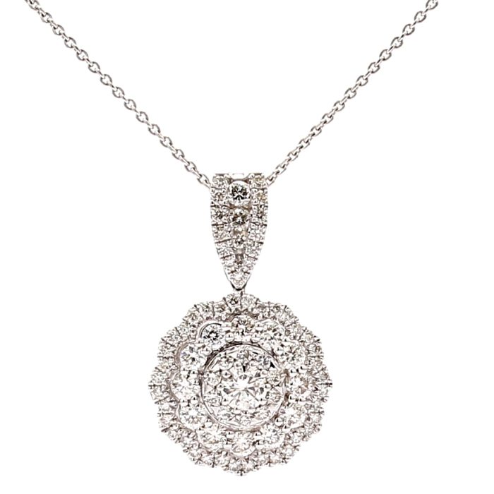 14K White Gold Diamond Pendant, 1.00 ct tw