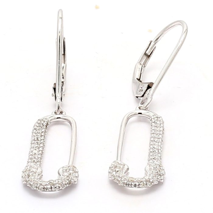 14K White Gold Diamond Safety Pin Earrings, 0.37 ct tw