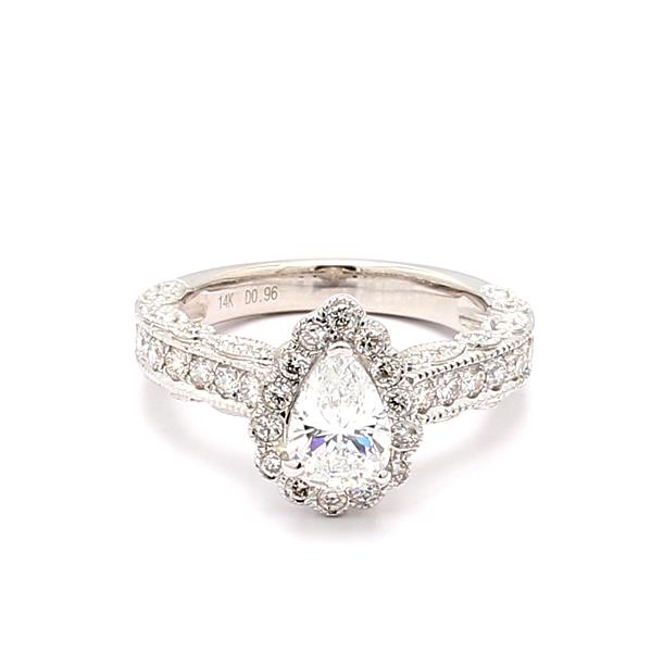 14K White Gold Diamond Semi-Mount, 0.96 ct tw