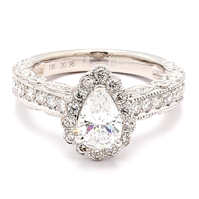 14K White Gold Diamond Semi-Mount, 0.96 ct tw