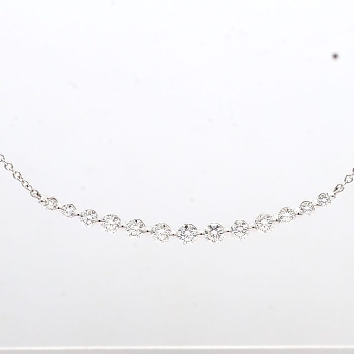 14K White Gold Diamond Smile Necklace, 0.56 ct tw